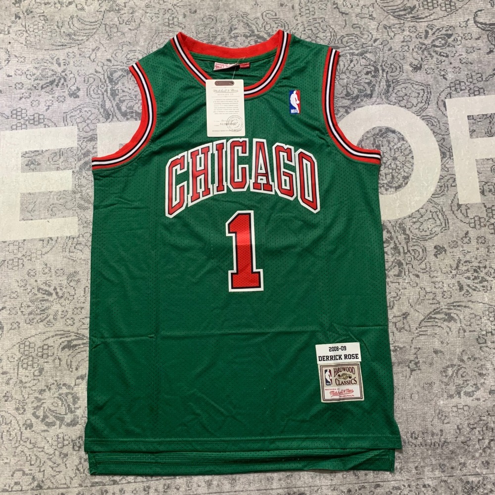Mitchell & Ness Basketball Jersey Mens M Green New Chicago Bulls Derrick Rose 1